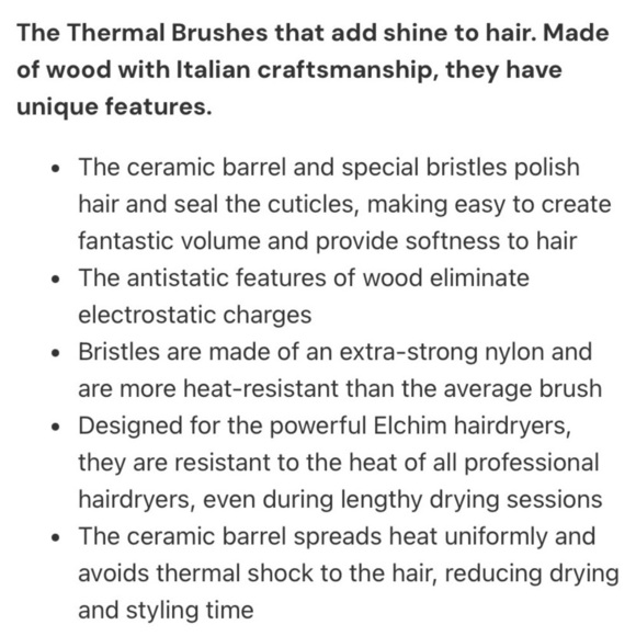 Elchim Thermal Round Blow Drying Hair Brush Ceramic Barrel Wooden Handle 1 1/4” - Picture 7 of 9